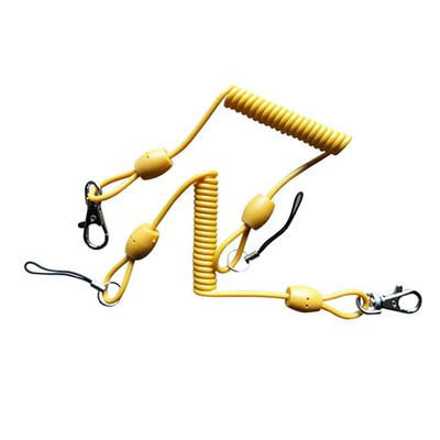 Tenedor amarillo estirado del llavero de la primavera de 80 del cm del amortiguador auxiliar acolladores retractables de la herramienta