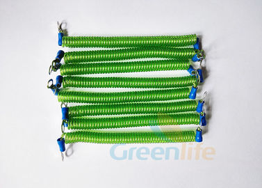 Cordón en espiral elástico del acollador, cable retractable verde de moda de la seguridad