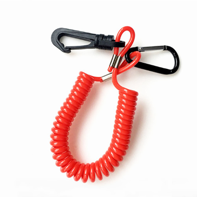Clip plástico rojo del mosquetón de la cadena de TPU el 1.8M Extending Key Coil en el cordón de 3.0M M